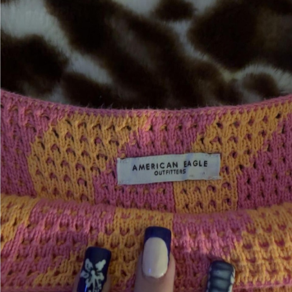 American Eagle Pink and Yellow Knit Top super cute for summer